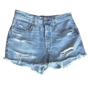 Levi’s 501 Denim Cutoff Distressed Shorts High Rise Womens Size 30  Medium Wash